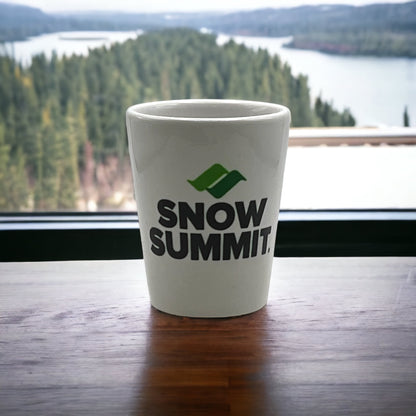 White snow summit shot glass