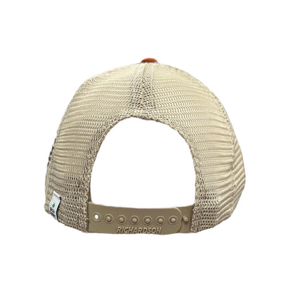 Back of hat with tan mesh and snapback